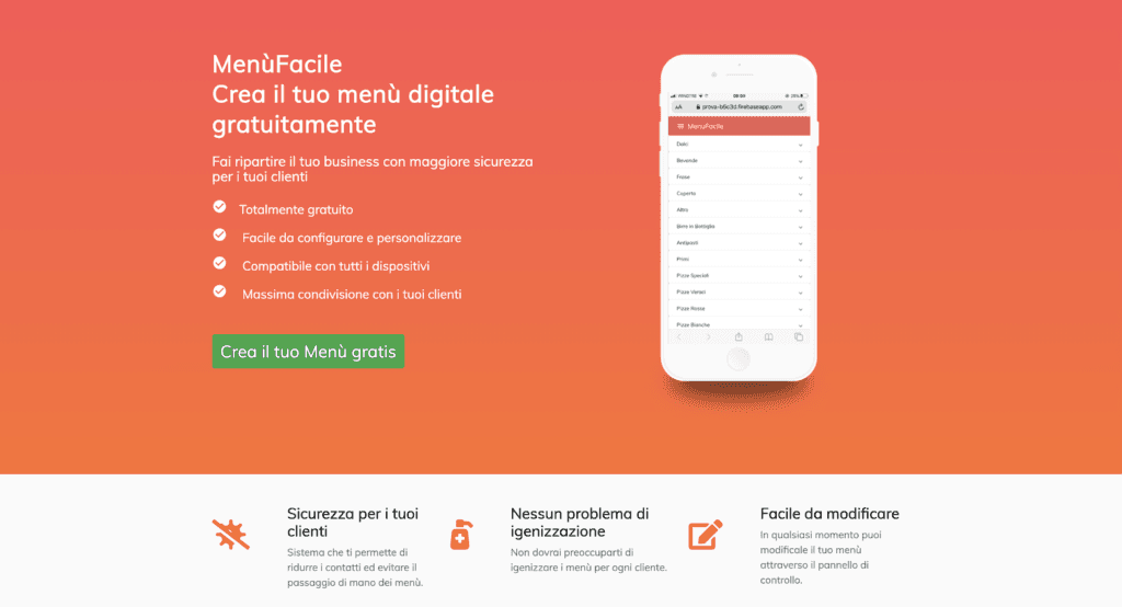 La piattaforma Menù Facile